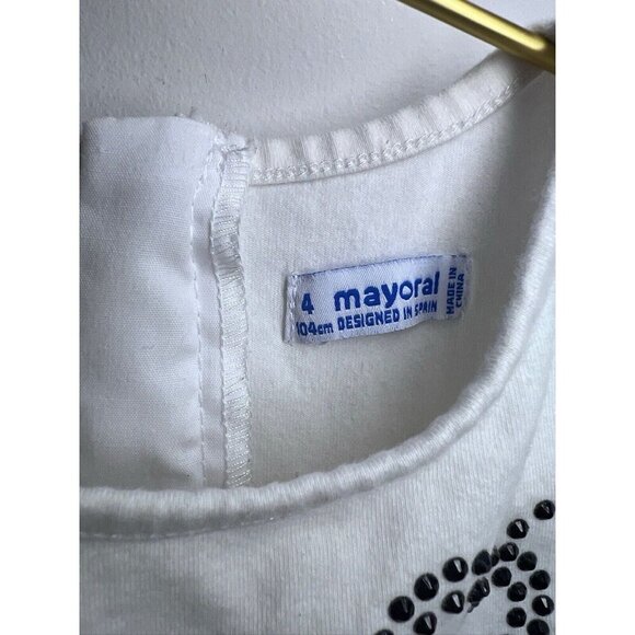 Mayoral White And Black Girls Dress 4 Party Birthday Hearts valentines - Picture 6 of 10